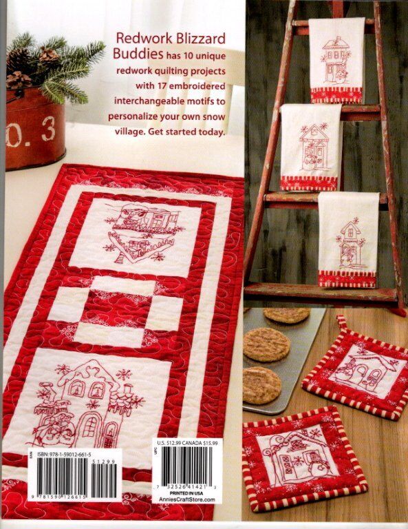 ANNIE'S QUILTING REDWORK BLIZZARD BUDDIES 10 UNIQUE DESIGNS