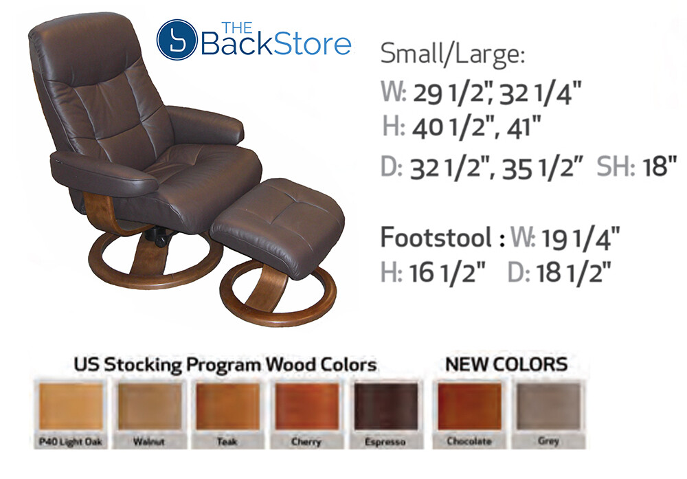 Fjords Muldal Large Recliner Comfort Chair - Havana Leather - Walnut Wood Stain