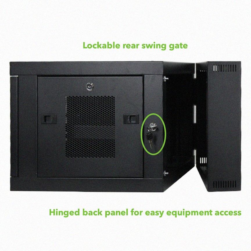 NavePoint 6U Wall-Mount Network Rack Cabinet Enclosure, 450mm Depth, Hinged Back