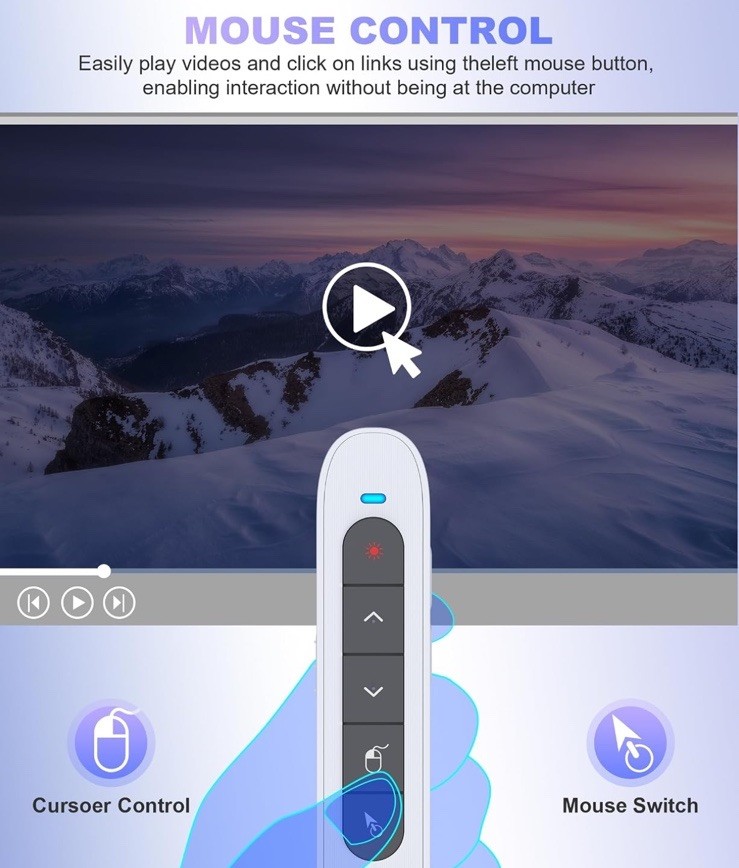 Wireless Presentation Clicker for PowerPoint, USB C Remote with Volume Control