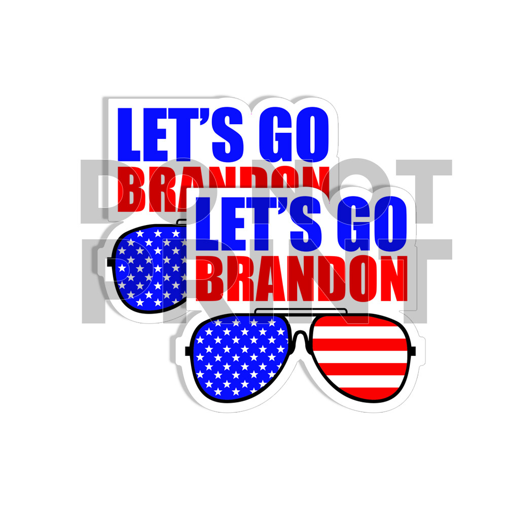 FJB Lets Go Brandon GLASSES Funny Biden 2 pack of Bumper Stickers 2 Pack 5" wide