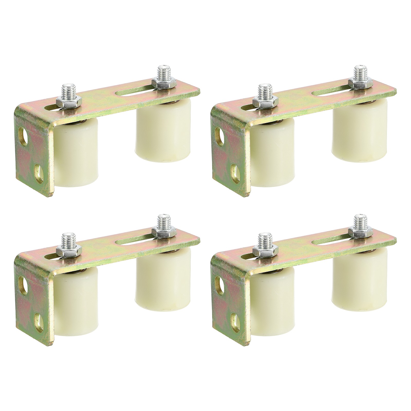 4Set Slide Gate Guide Roller 2" Adjustable Nylon Rollers with Bracket, White