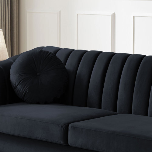 Upholstered 3 Seater Sofa Couch Oversized Loveseat w/ 2 Pillows for Living Room