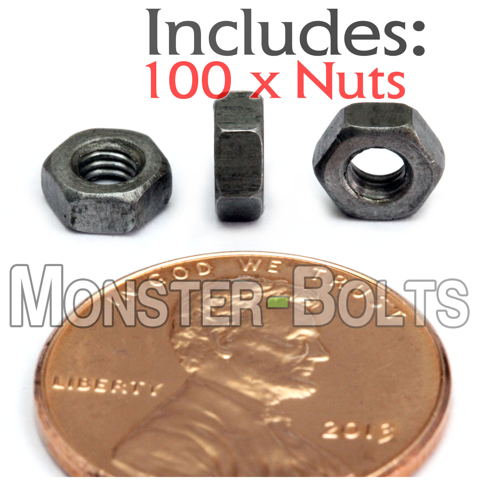M3-0.5 / 3mm - Qty 100 - Steel Hex Nuts Class 10 Plain Finish - Metric DIN 934