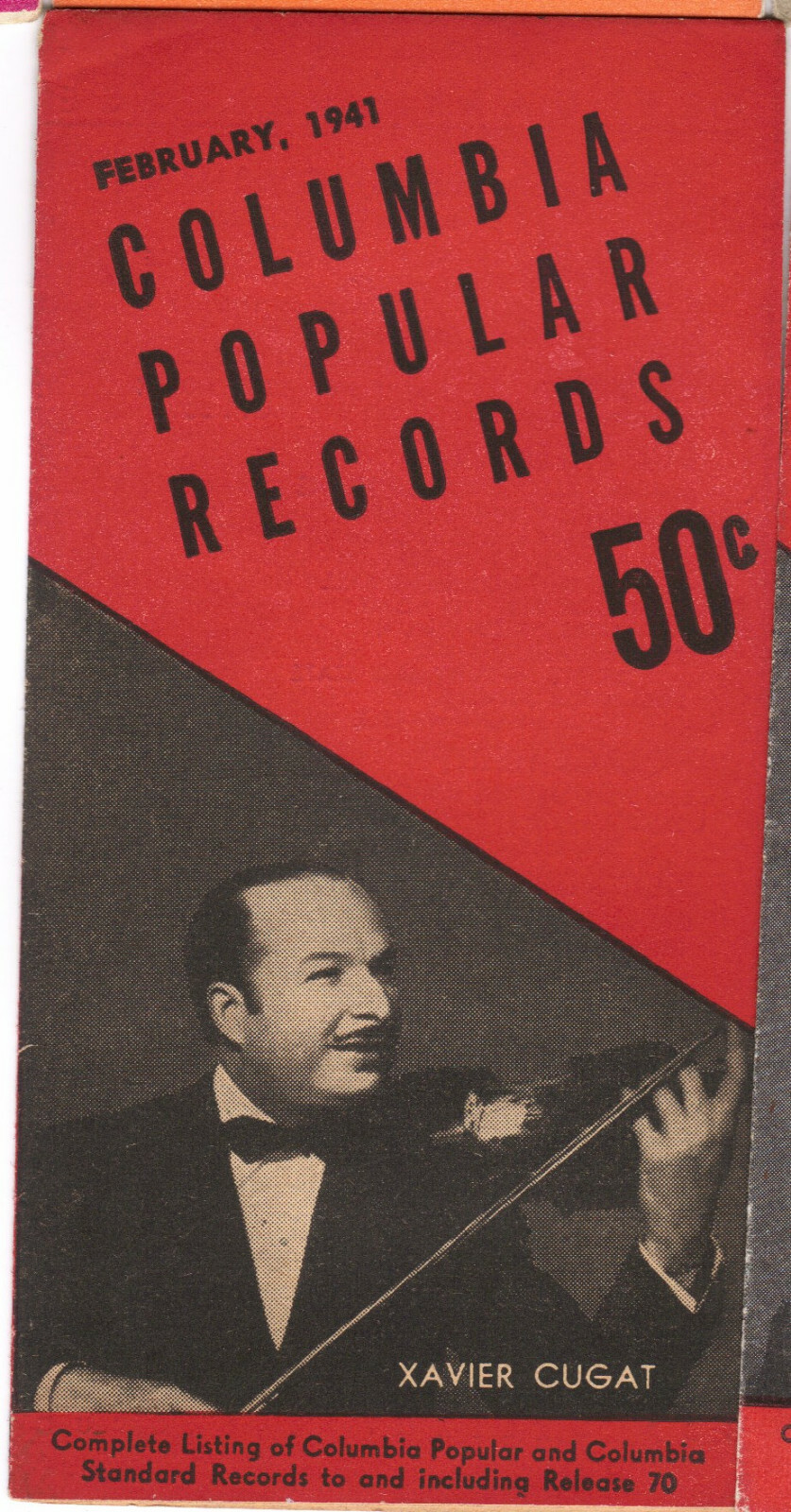 Columbia Popular Records Catalogue Supplement February 1941 Xavier Cugat Cover