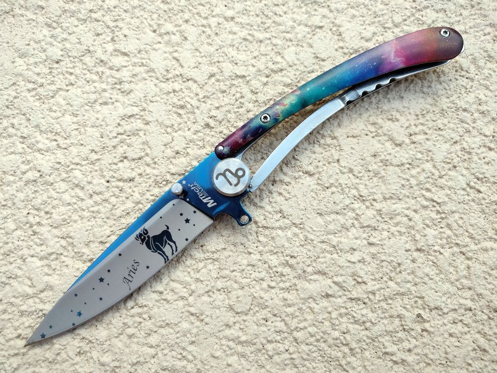 NEW Pocket Knife Mtech Aries Zodiac Astrology Stainless Steel Folding Blade
