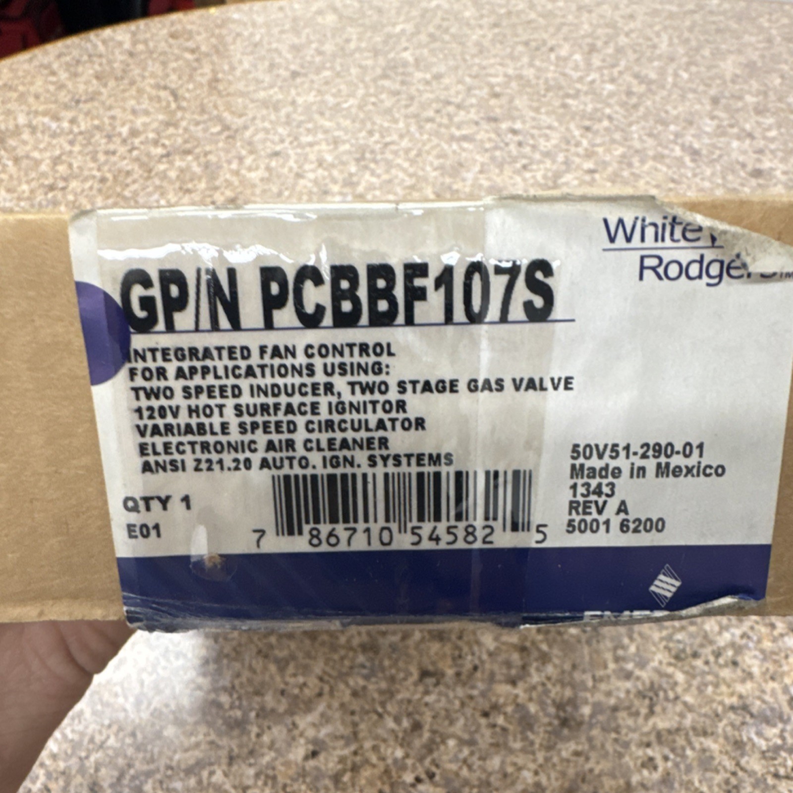 White-Rodgers Integrated Fan Control Board PCBBF107S 50V51-290-01 120V Plastic