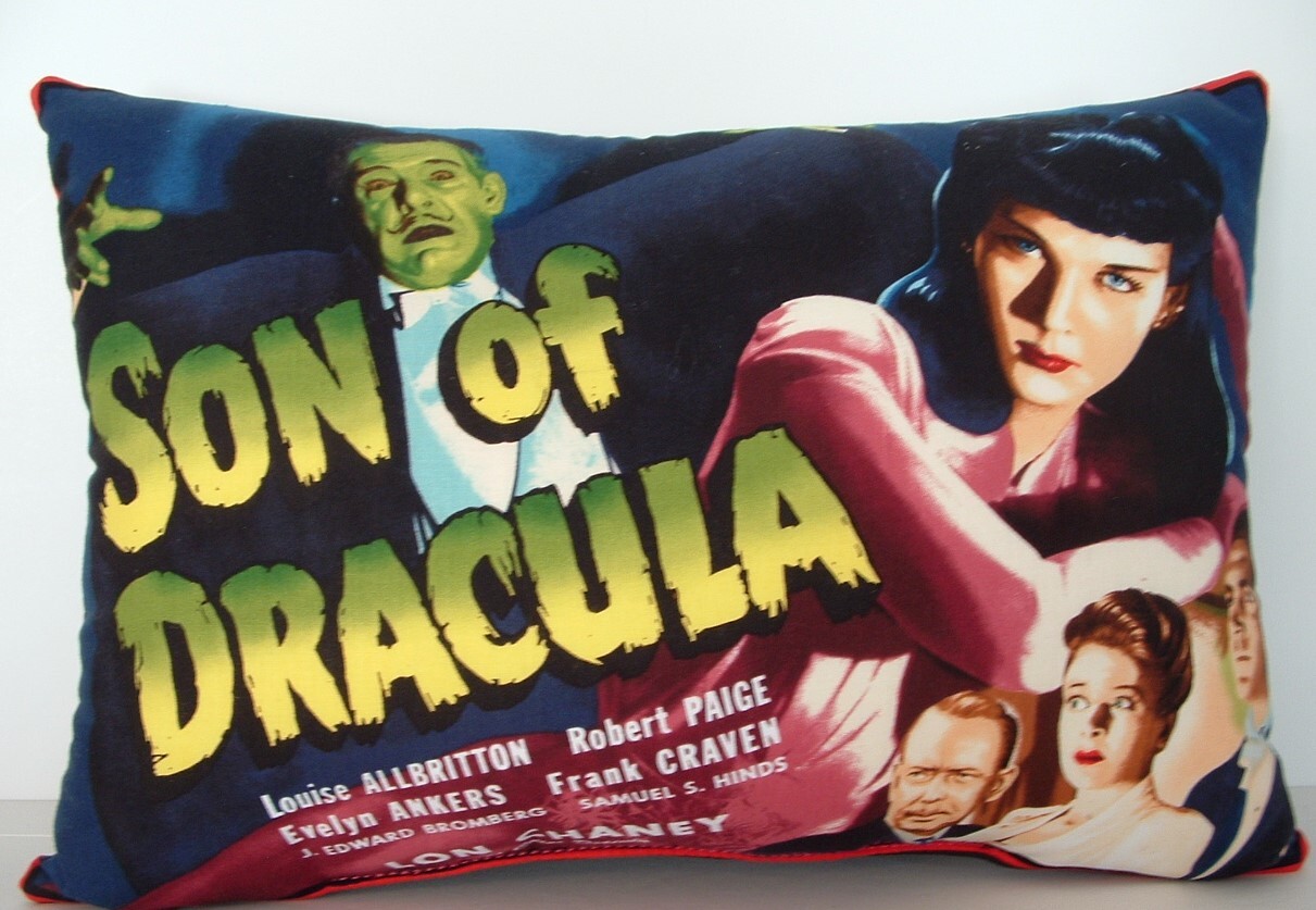 Son Of Dracula w/ Lon Chaney - Vintage Horror Movie Poster On Cotton Pillow, New