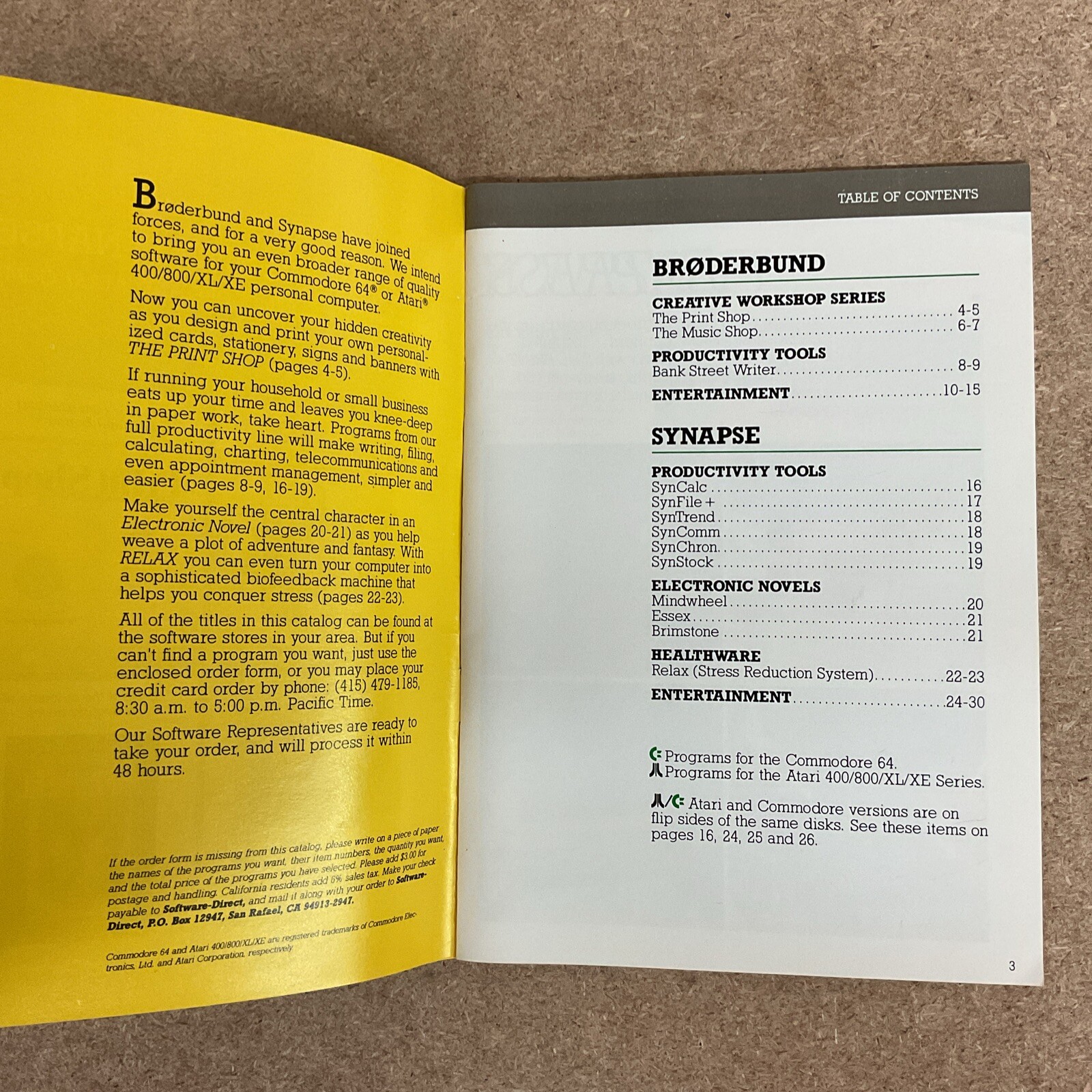 Brøderbund/Synapse Software For Commodore And Atari Computers 1985