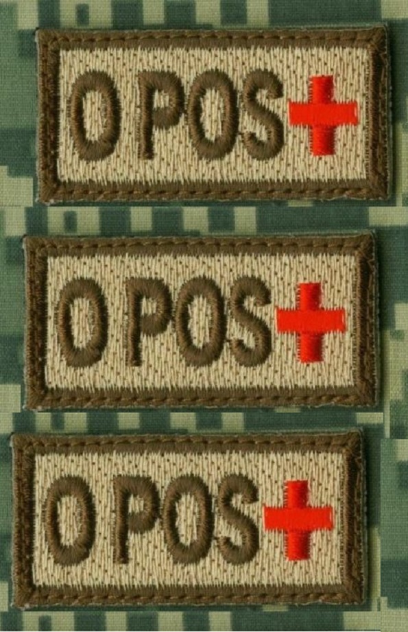 AFG-PAK JSOC SPECIAL WARFARE OPERATOR BLOOD-TYPE 1"X2" VEL©®⛄3-TAB SET: O POS +
