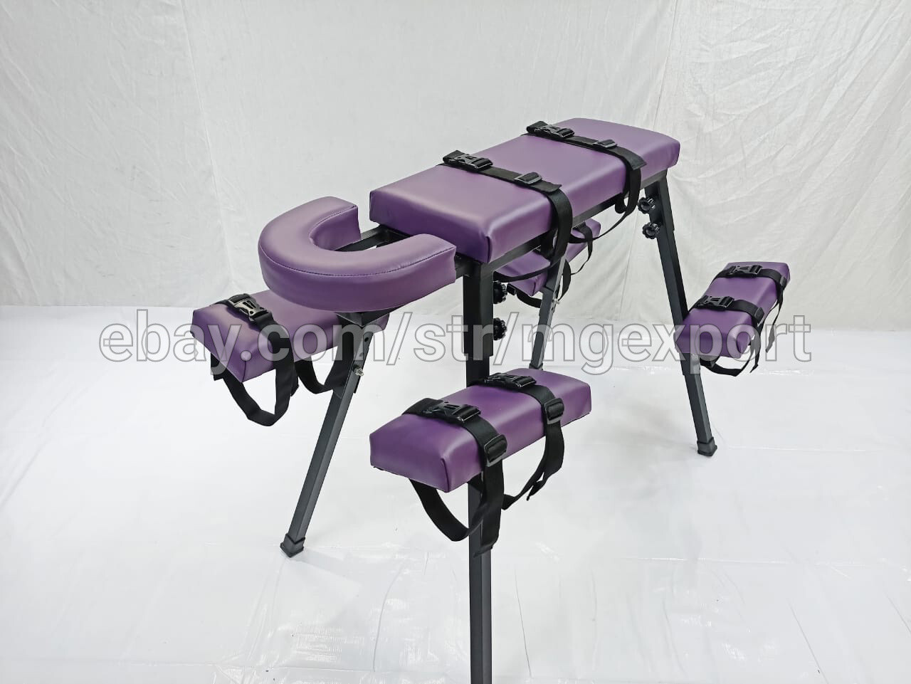 Portable Bench With Headrest Purple Color