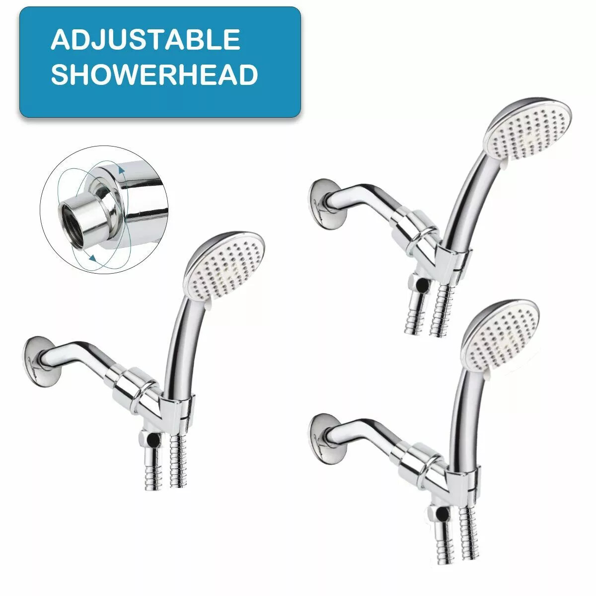 Adjustable Handheld Shower Head Holder Wall-mounted Arm Bracket Handheld Shower