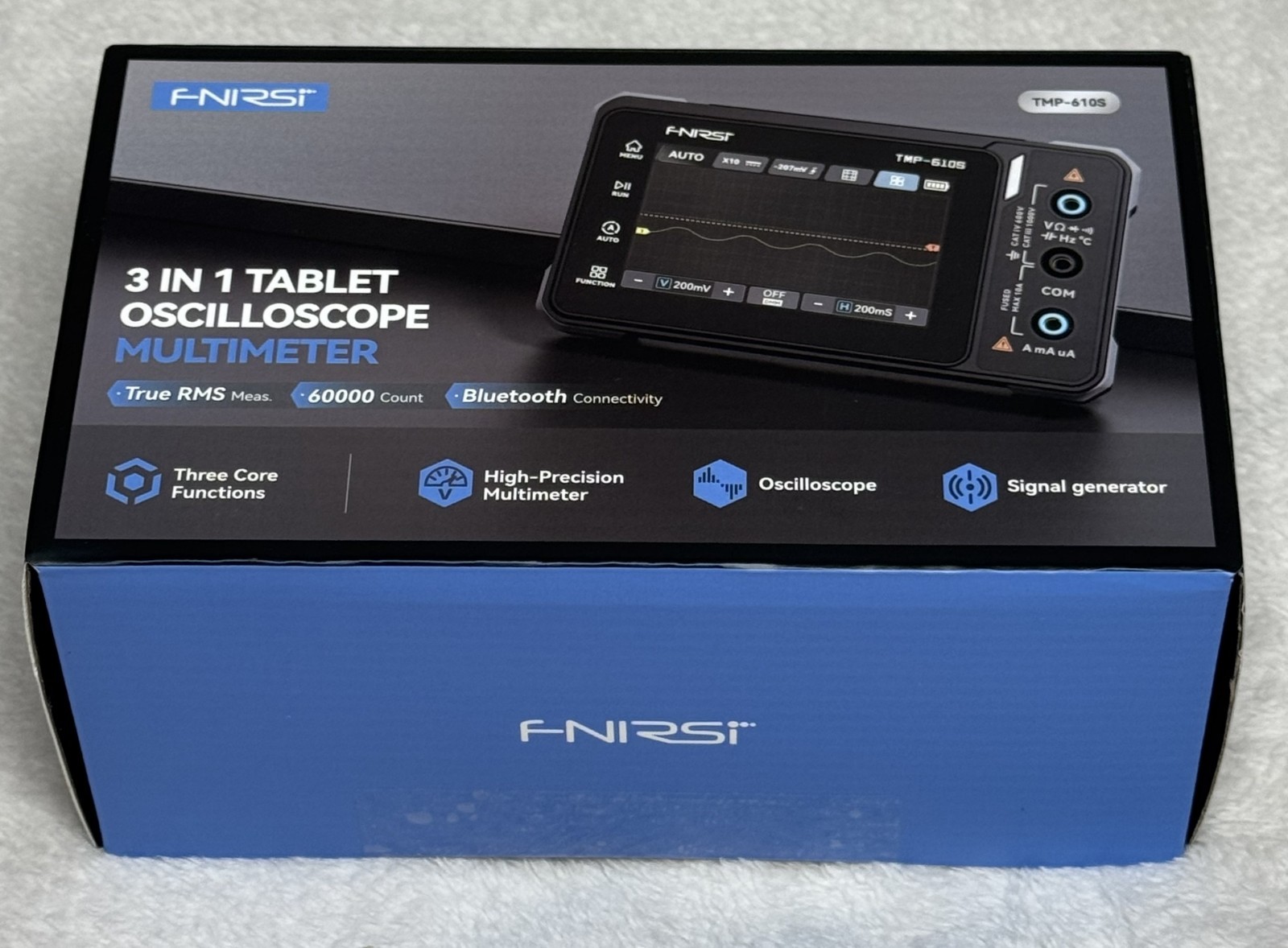 FNIRSI TMP-610S 3-in-1 Digital Tablet Oscilloscope + Multimeter + Signal Gen