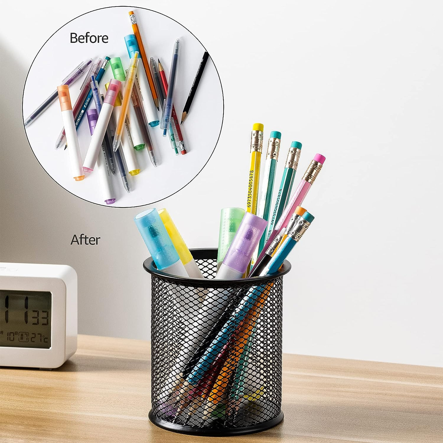 Wire Mesh Pen Cup, Black