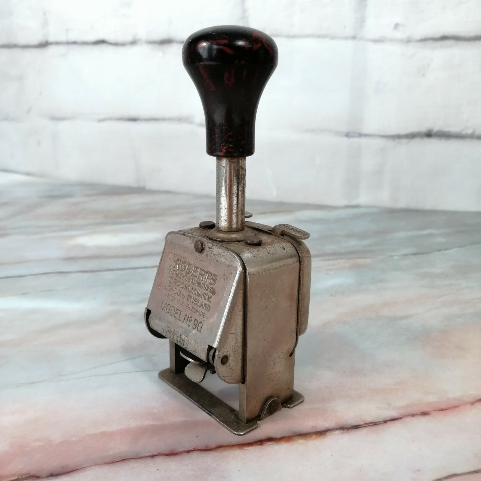 Vintage ROBERTS Numbering Machine Co. Model No. 90 (GOOD) 6.50"