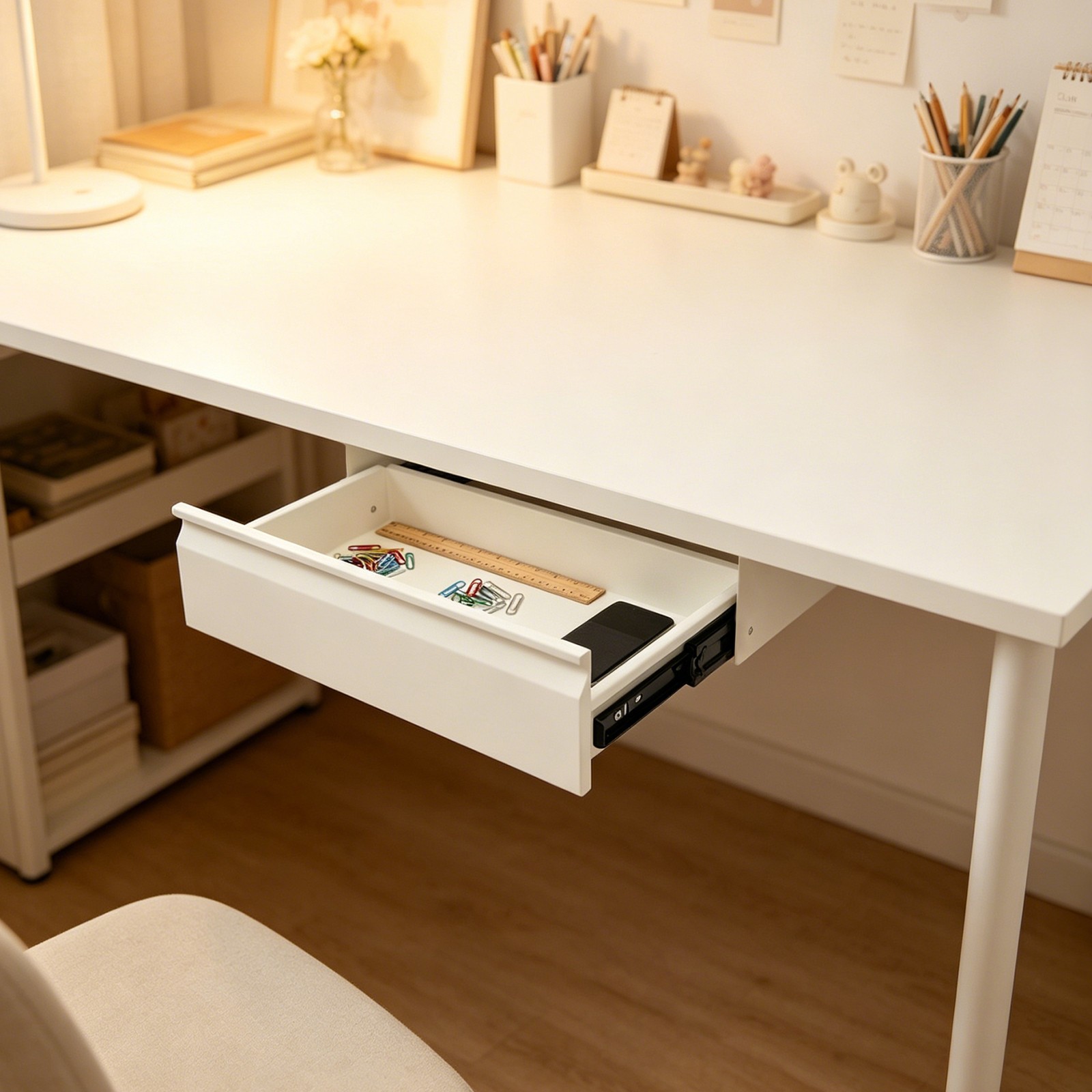 Under Desk Mounted Sliding Pull-out Drawer, Storage Organizer, Pull-out Drawer