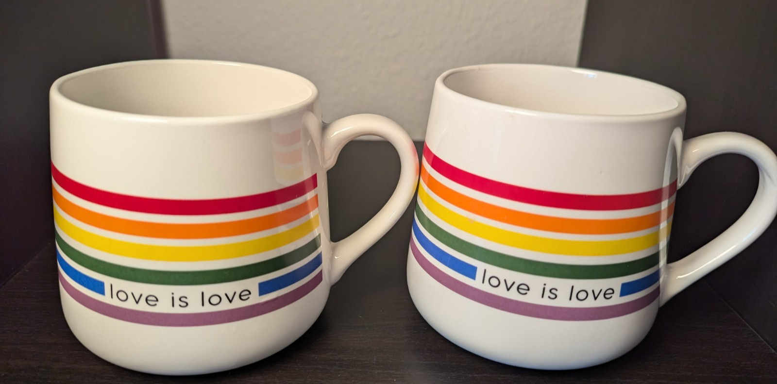 Love is Love Rainbow Design Ceramic Coffee Mug 16 Fl Oz Lot of Two Pride LGBTQ