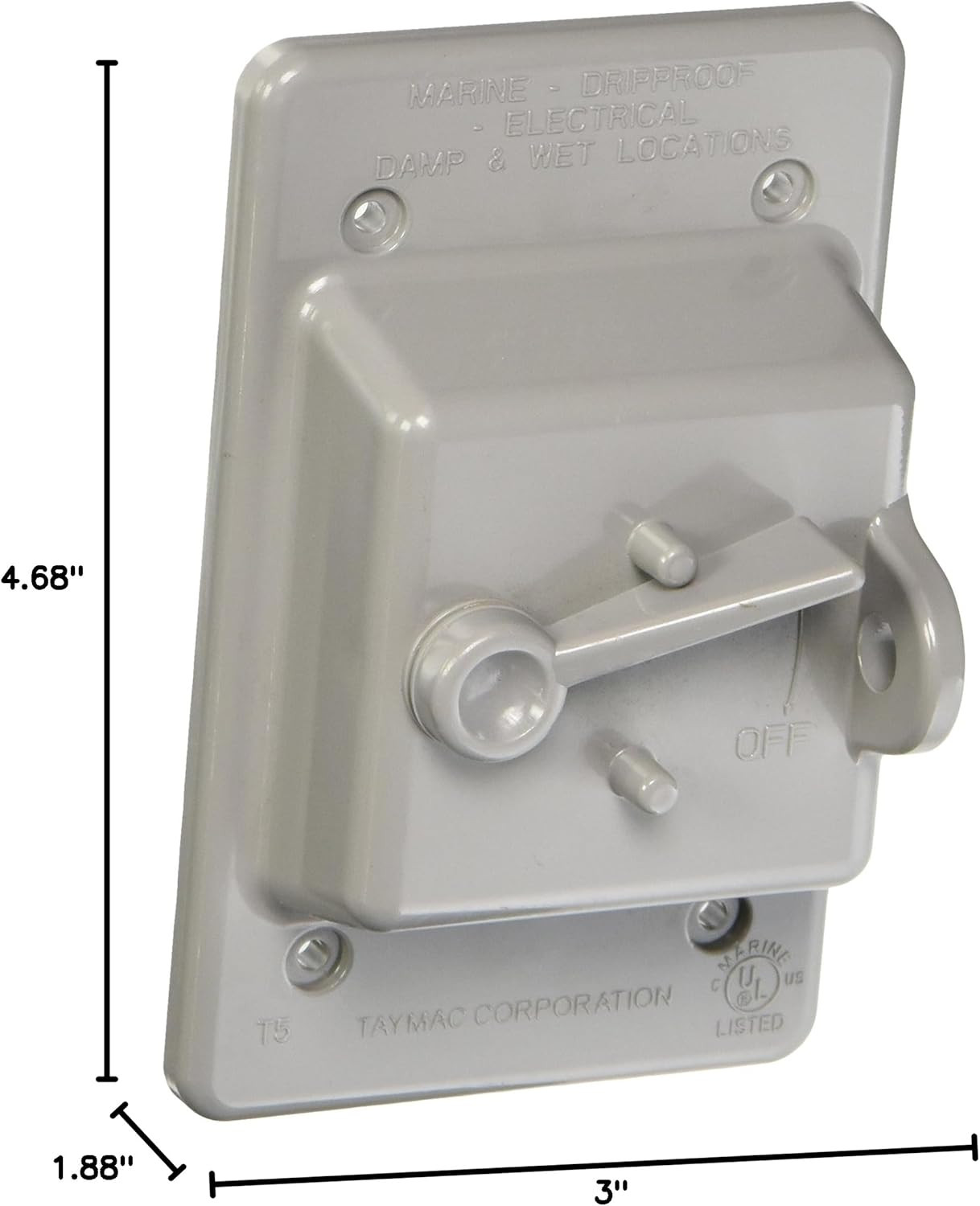 1-Gang Weatherproof Cover, Plastic, Toggle, Gray