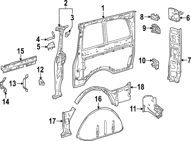 Genuine Mercedes-Benz Quarter Panel Reinforcement 447-630-13-16