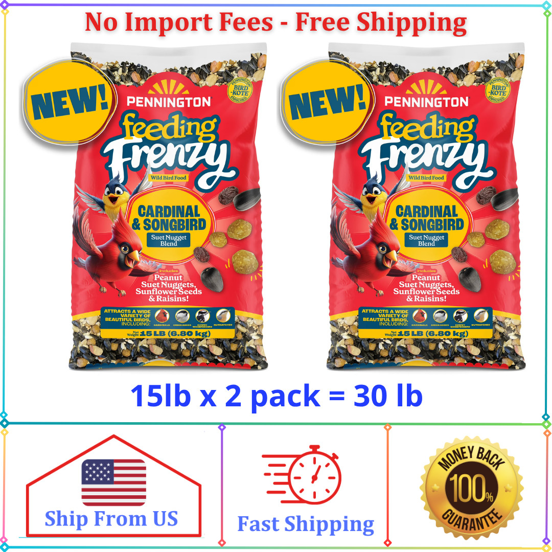 2 Pk Pennington Feeding Frenzy Cardinal and Songbird, Wild Bird Food Blend 15lb