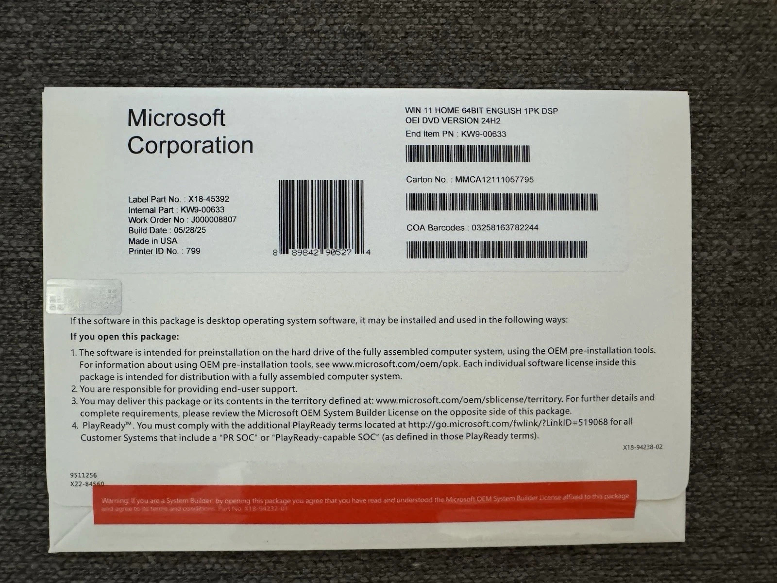 Windows 11Home DVD 64-Bit Containing the Key
