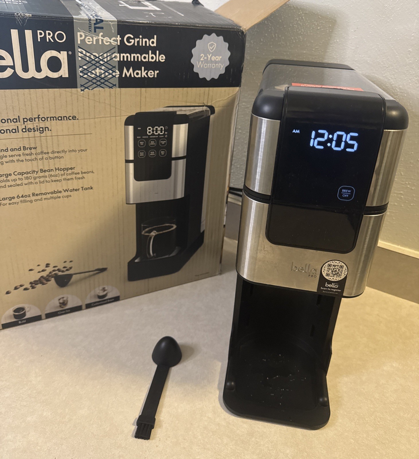Bella Pro Programmable Single-Serve Coffee Maker w/ Burr Grinder