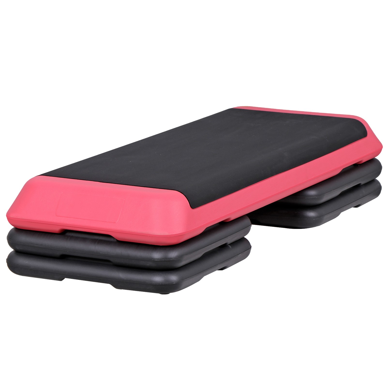 43" Aerobic Exercise Step Platform Adjustable Stepper with 4 Risers for Gym Pink