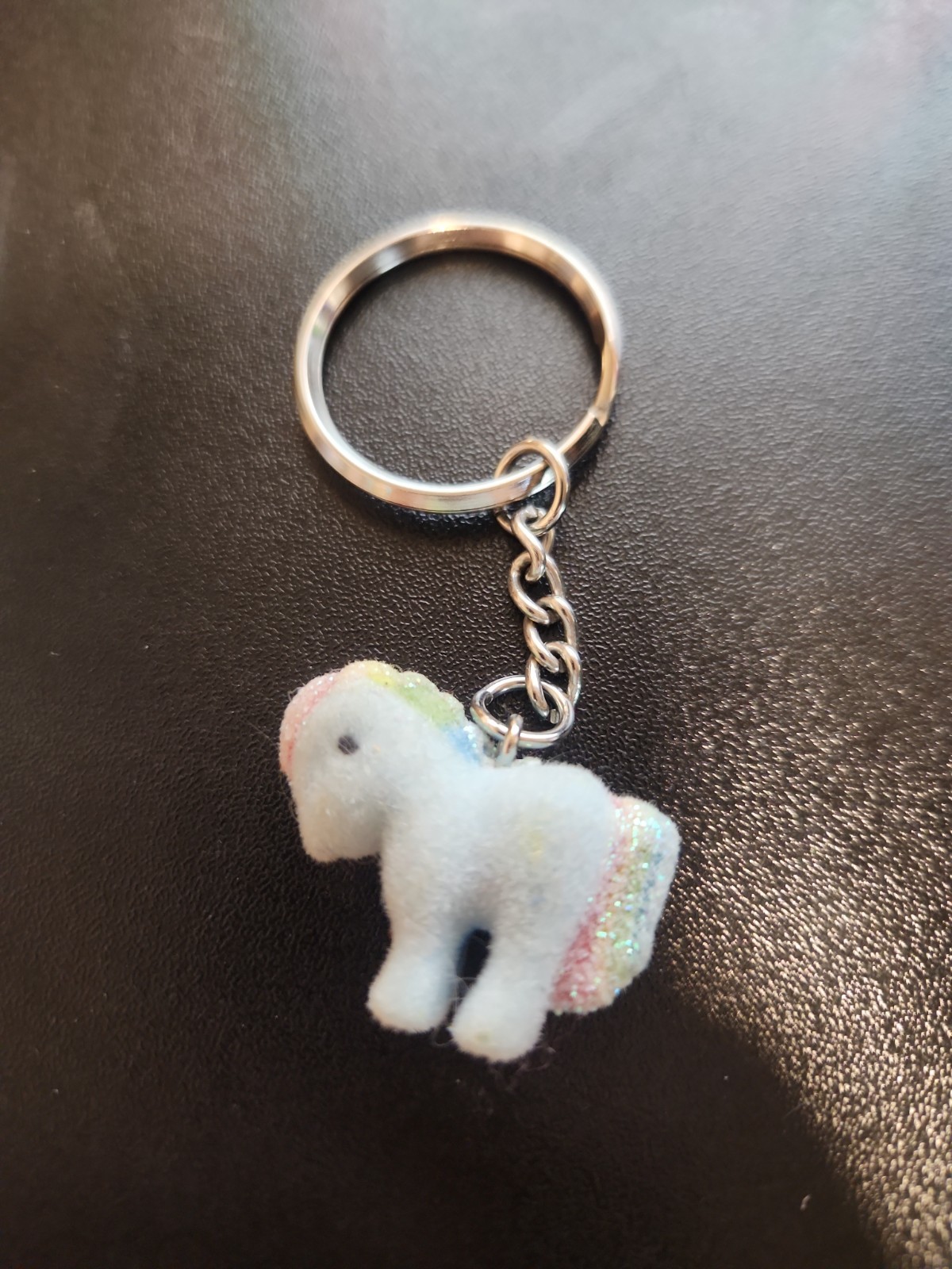 Fuzzy Magical Rainbow Unicorn Keyring Keychain Novelty Gift