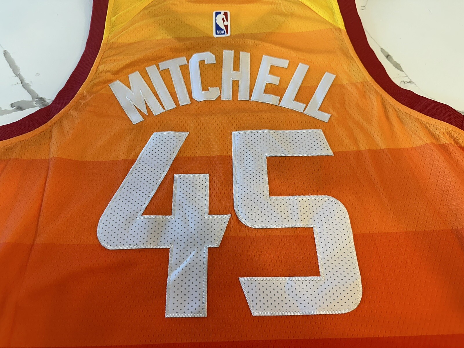 Utah Jazz Donovan Mitchell #45 Size 48 Swingman Nike 5 for Fight Jersey Orange