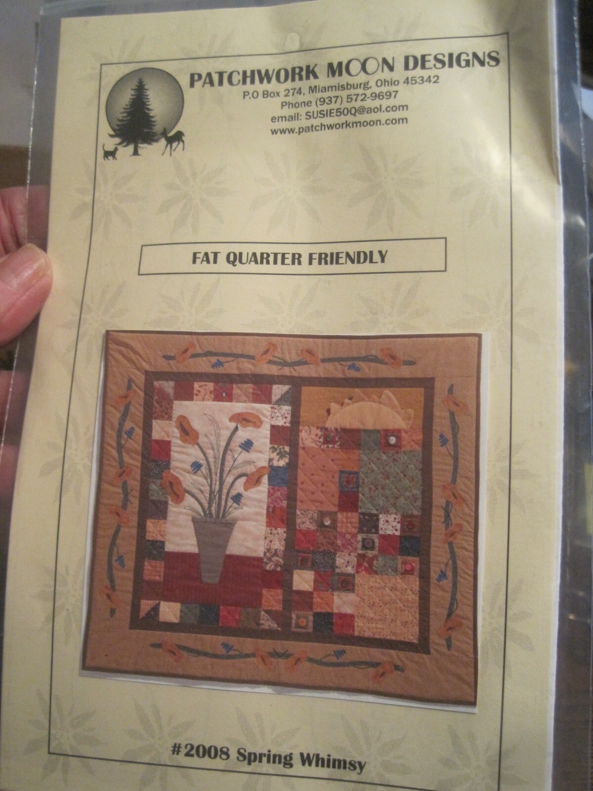 PATCHWORK MOON DESIGNS SPRING WHIMSY QUILT PATTER-#2008 FAT QUARTER FRIENDLY
