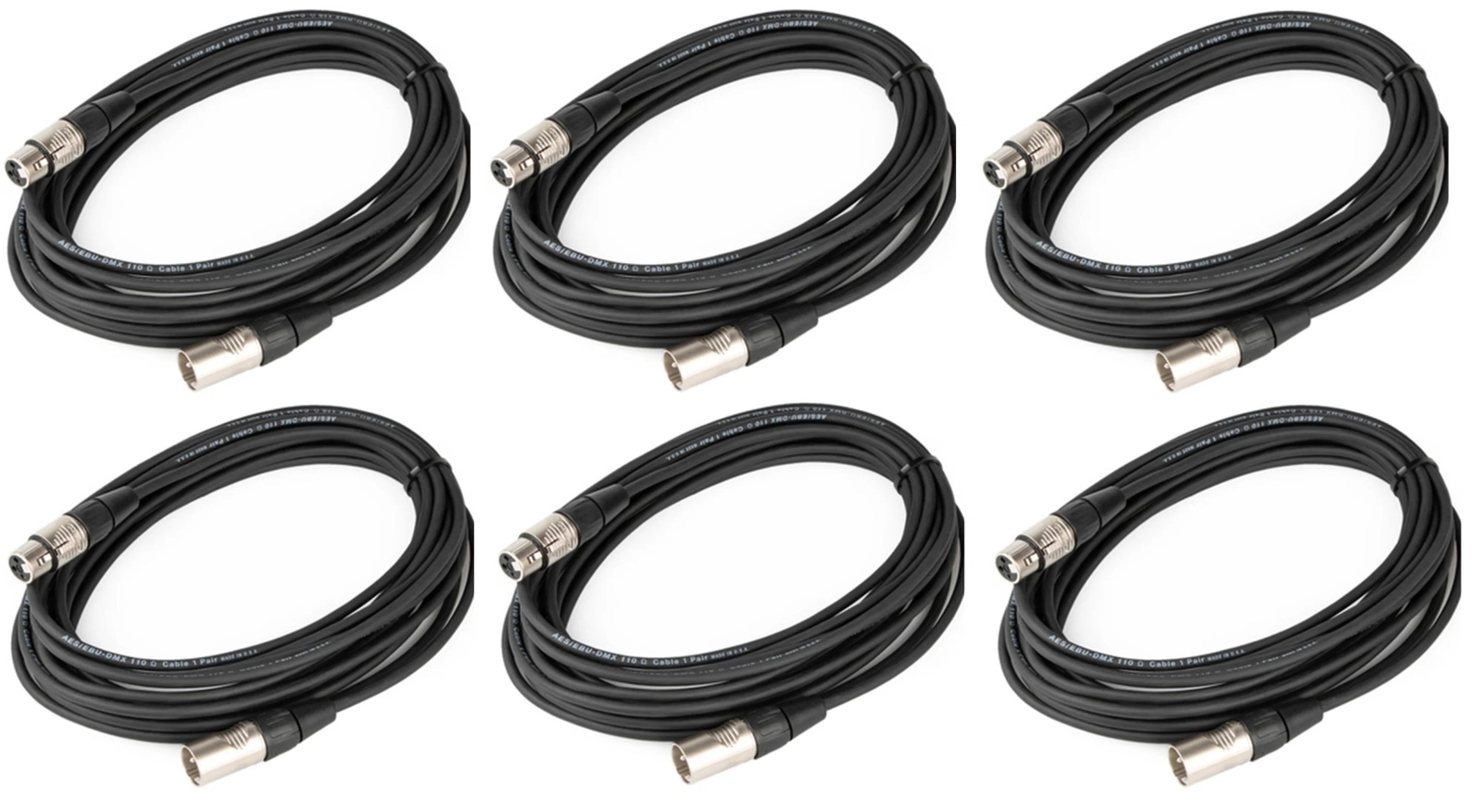 Cable Up DMX-XX350-SIX-K (6) Pack of DMX-XX3-50 DMX Cables