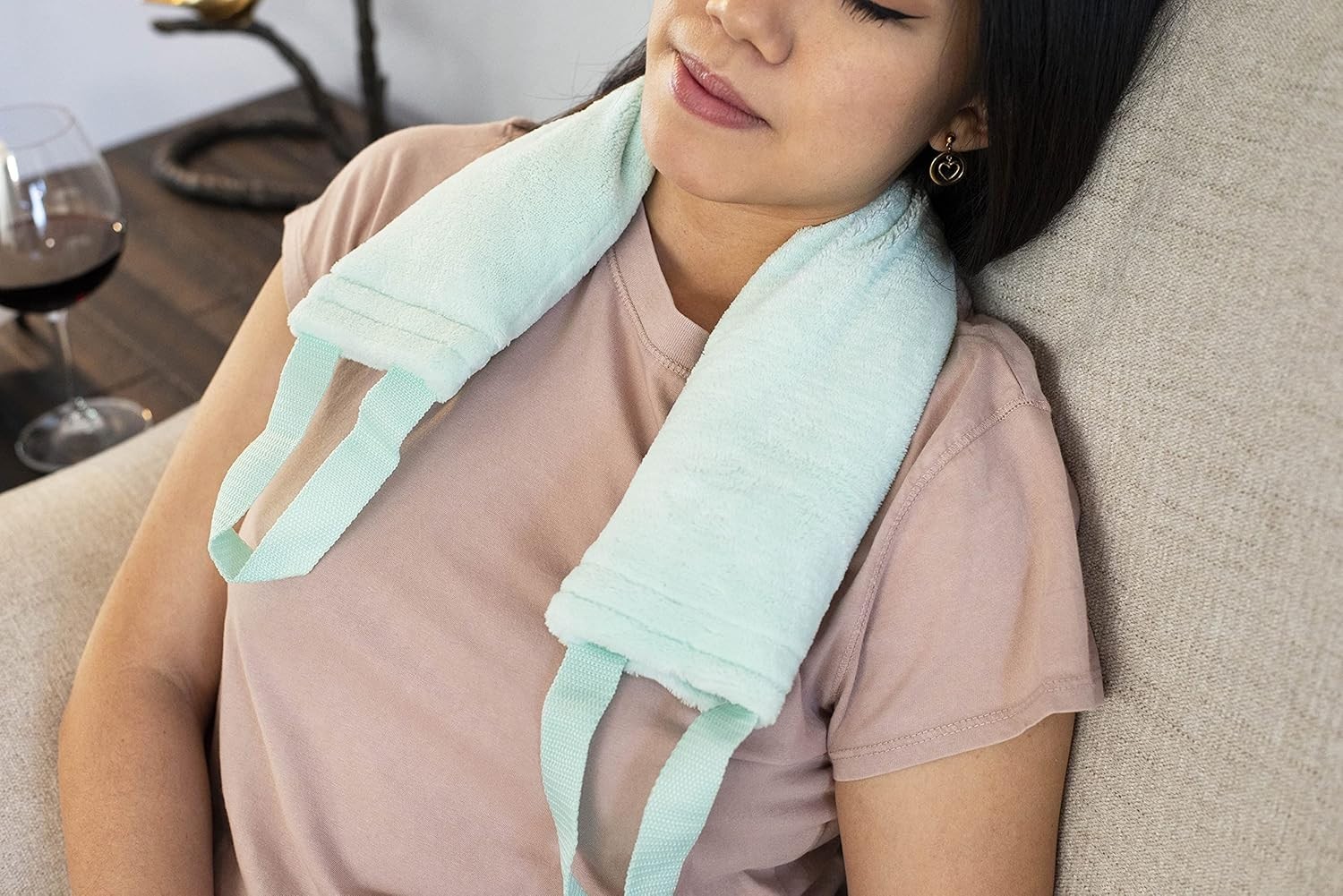 Body Wrap Heating Pad, Lavender & Chamomile Scent, Mint Green