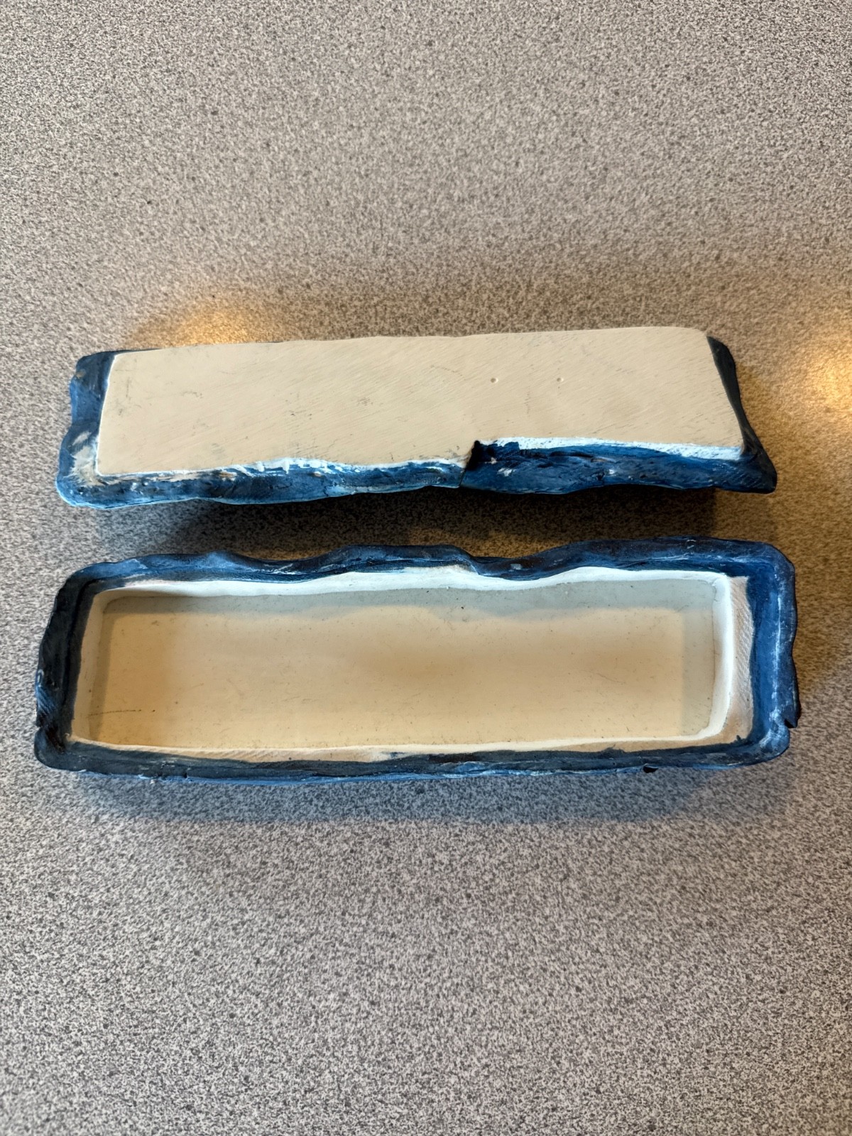 Ceramic box - Jeans design - Blue