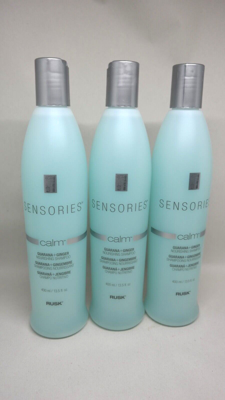 RUSK Lot of 3 Sensors Calm Guarana + Ginger Nourishing Shampoo 13.5 fl oz each