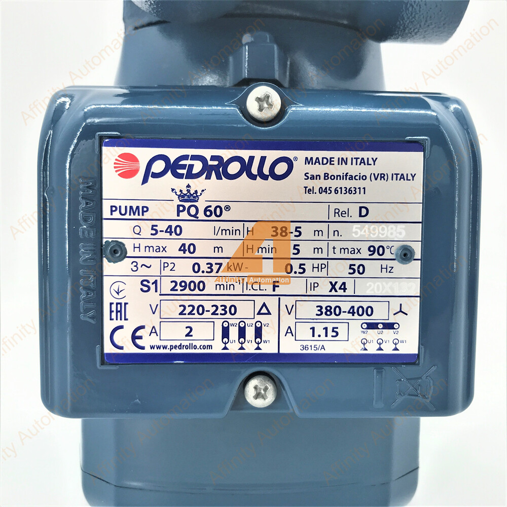 1PC PQ60 Electric Peripheral Water Pump 0.5HP Brass Impeller 400V 50Hz Pedrollo