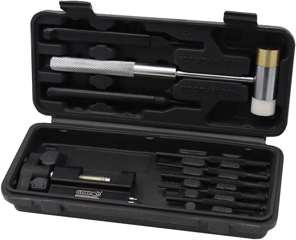 Grip 10 pc Master Gunsmithing Roll Pin Tool Kit - Dual Head Mallet, Bolt...