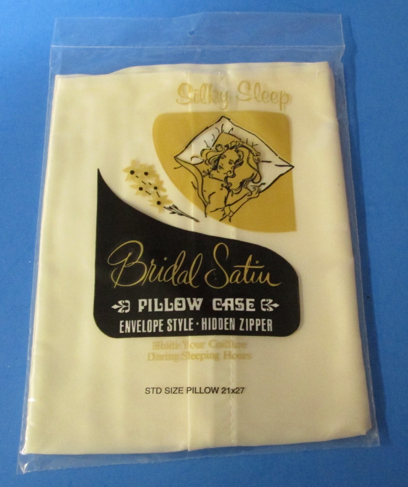 NIP Bridal Satin 1 pillow case "saves your coiffure" champagne beige rj