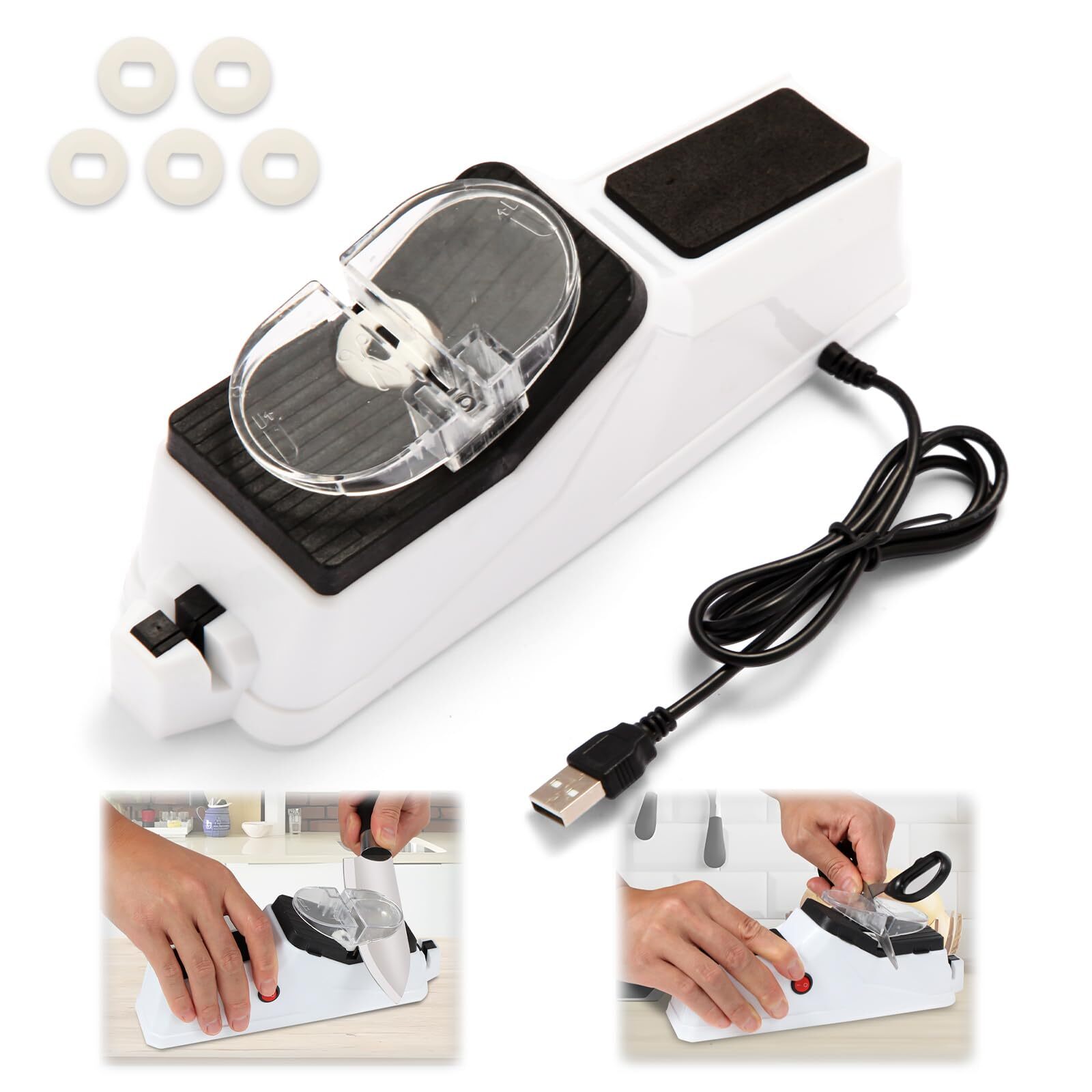 Electric Knife Sharpener,Professional Knife Sharpener Tool for Home,(USB) Dou...