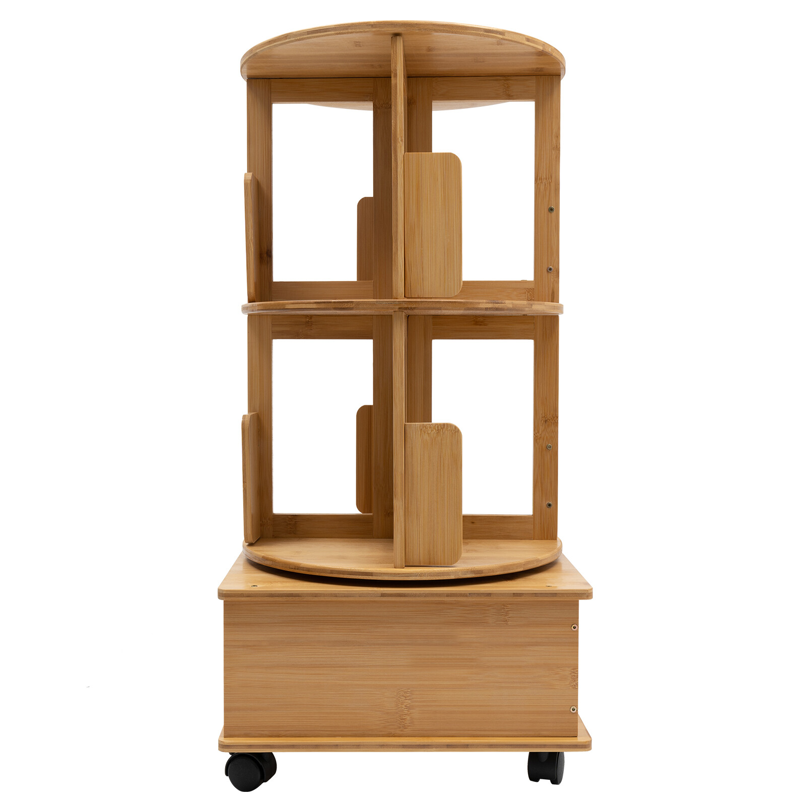 2 Tiers 360° Rotating End Table Nightstands Bedside Table Bookcase W/ Wheels
