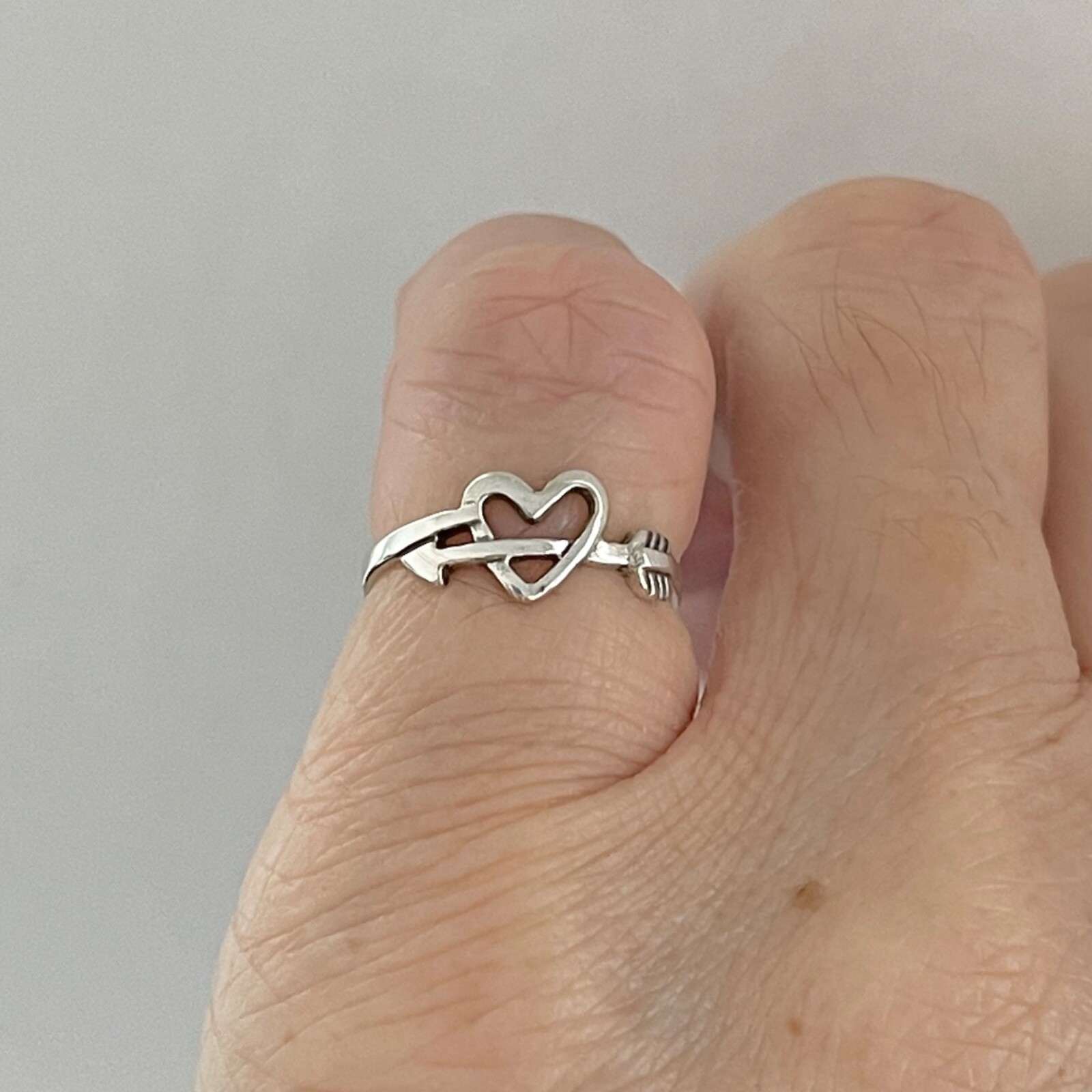 Sterling Silver Heart With Arrow Toe Ring, Silver Rings, Heart Ring