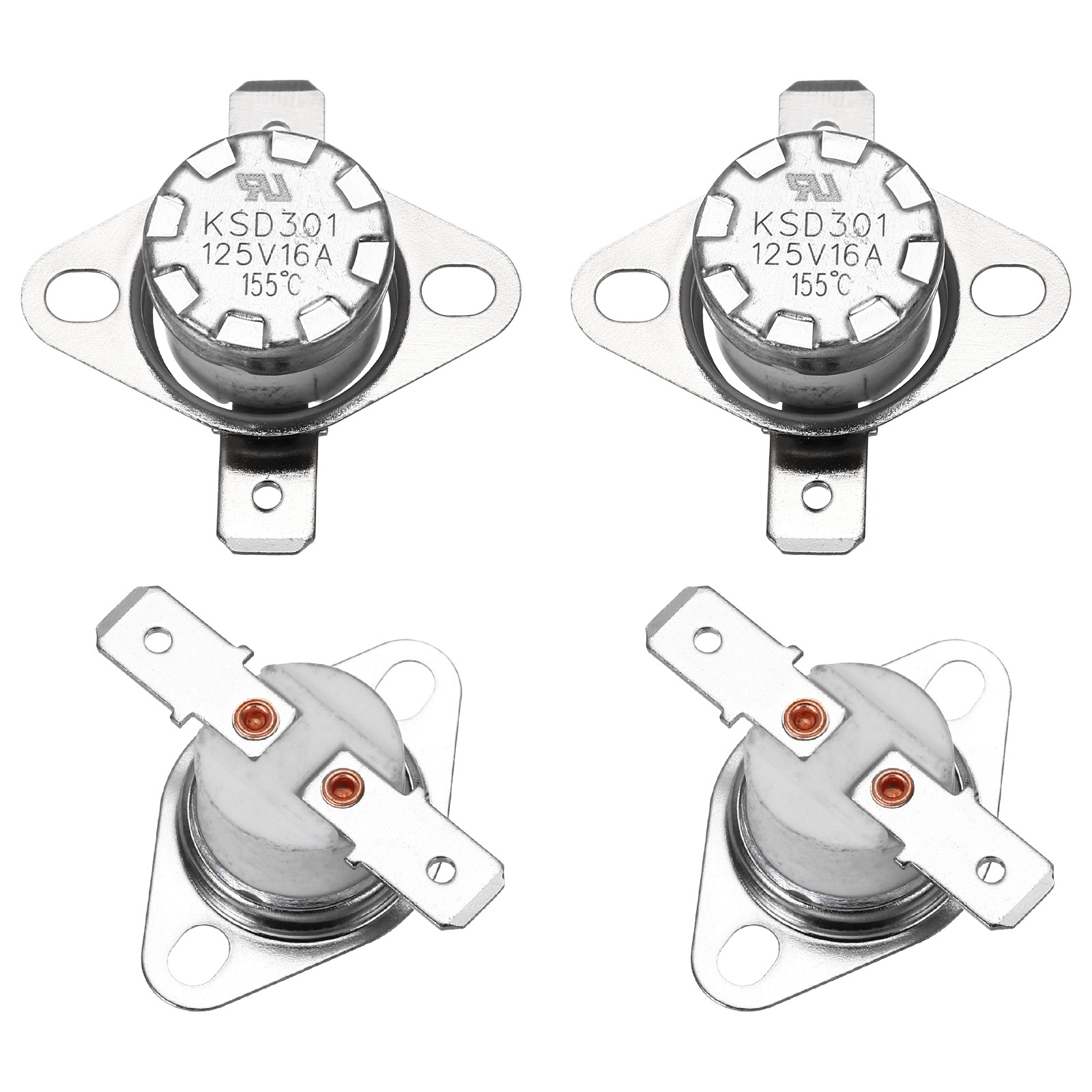 4 Pcs KSD301 Thermostat 155°C/311°F N.C Snap Disc Temperature Switch Ceramic