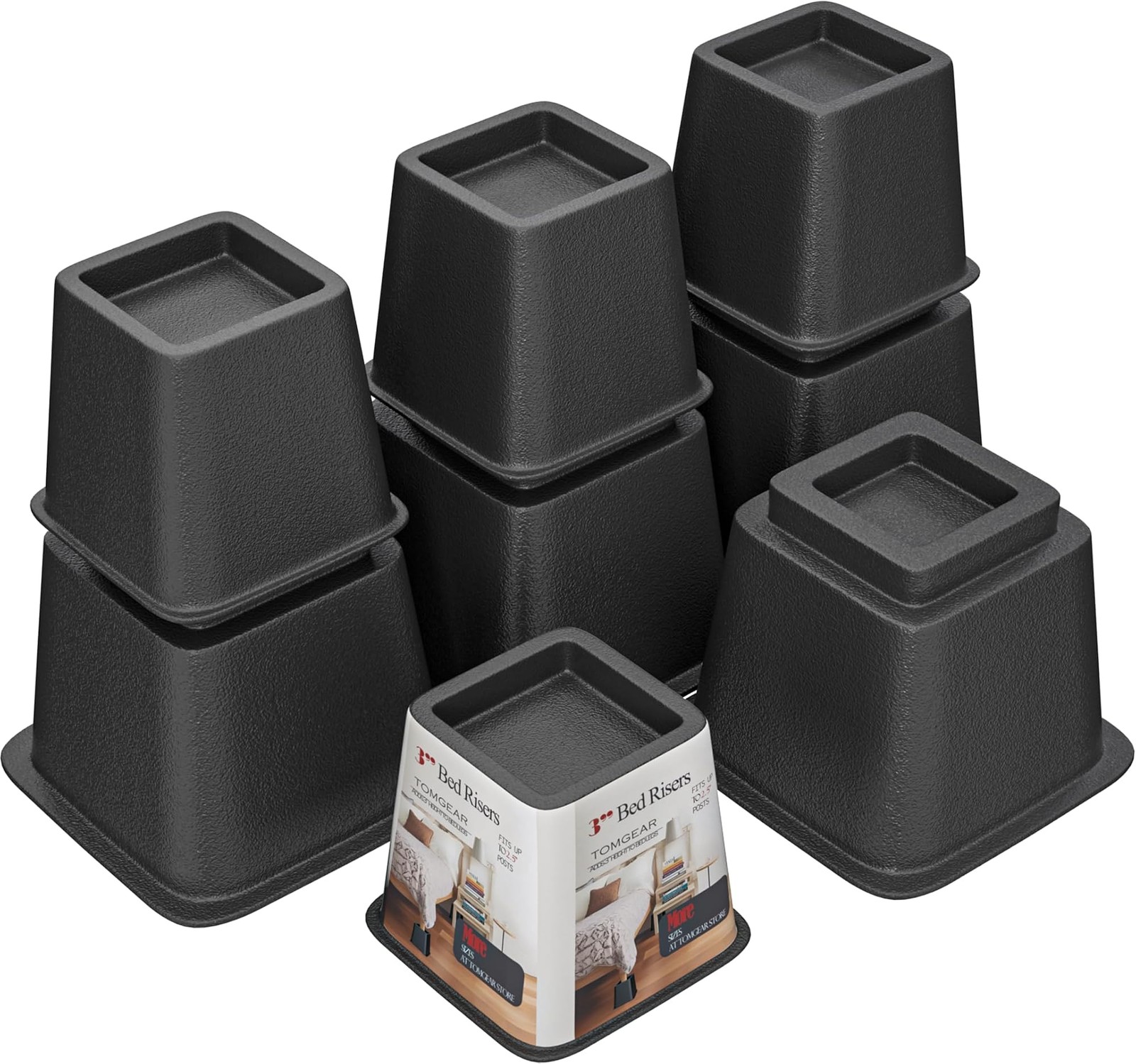 Bed Risers 8 inch, Heavy Duty Bed Lifts in Heights of 3, 5 or 8 Inches, Stack...