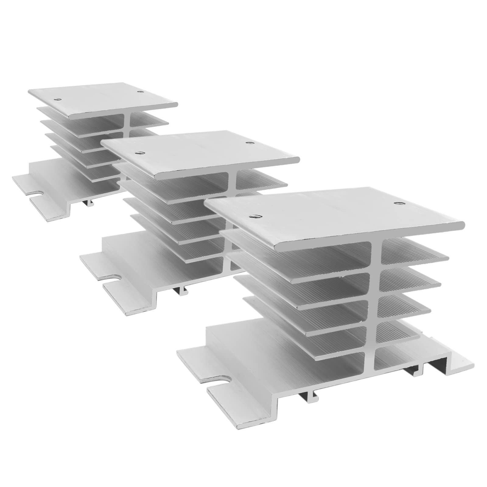 Aluminum SSR Heat Sink 3 PCS Solid State Relay Silver Radiator Single Phase
