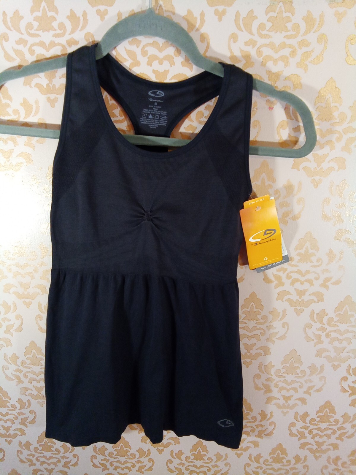 NWT CHAMPION DUO DRY Seamless Black Slimming Semi-fitted Shaper Size Small