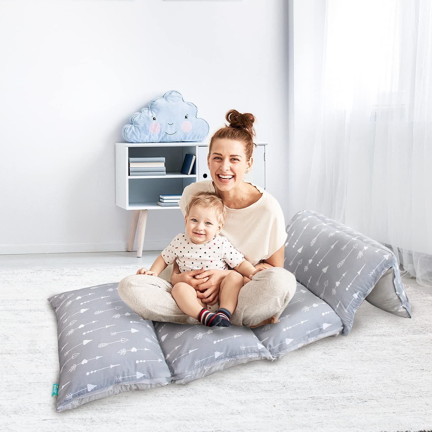 Kids Floor Lounger Cover Soft&Non-Slip Floor Sofa Pillow Bed Cover King/Queen