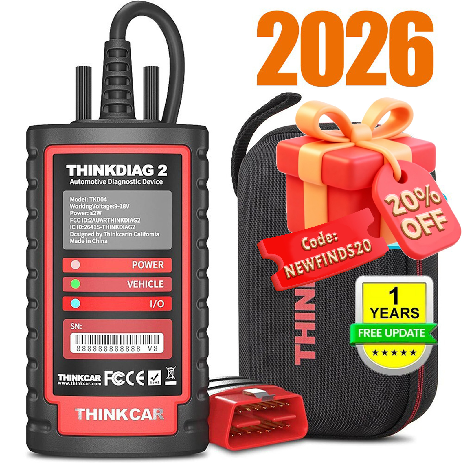 2026 THINKDIAG 2 Car OBD2 Scanner Bidirectional CANFD All System Diagnostic Tool