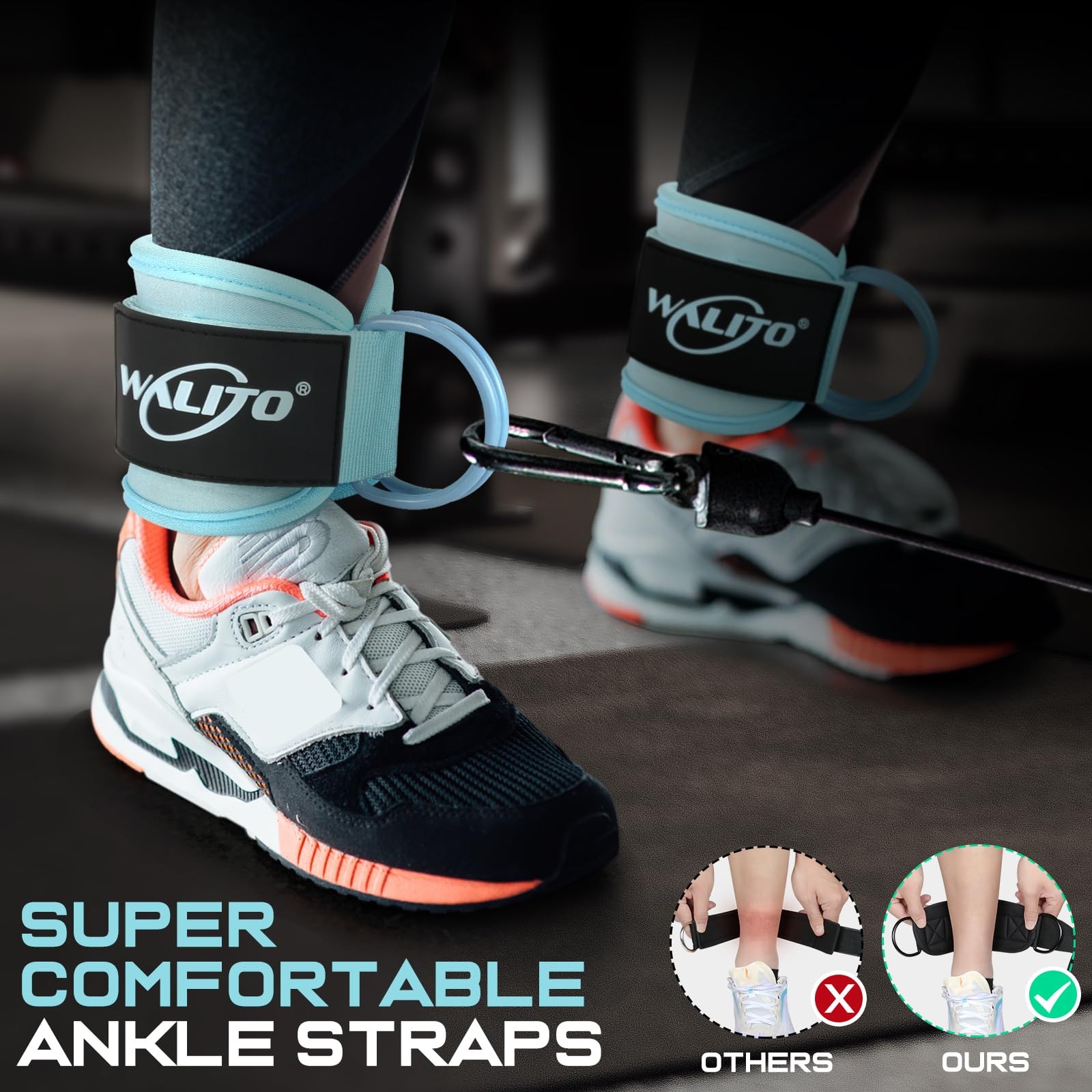 Ankle Straps for Cable Machines Adjustable Cuffs for Glute Kickbacks & Leg