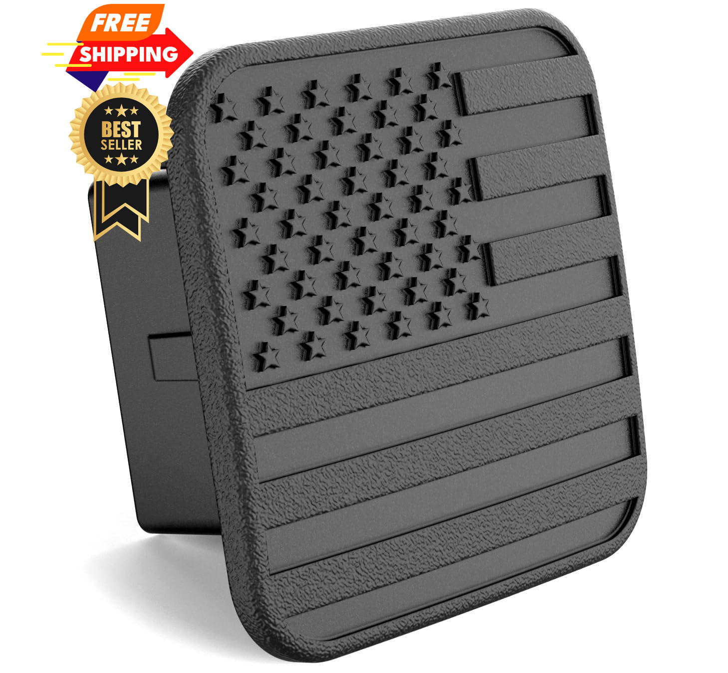 eVerHitch USA 2 Inch Tow Hitch Cover Plug – Fit 2" receivers, Black Flag