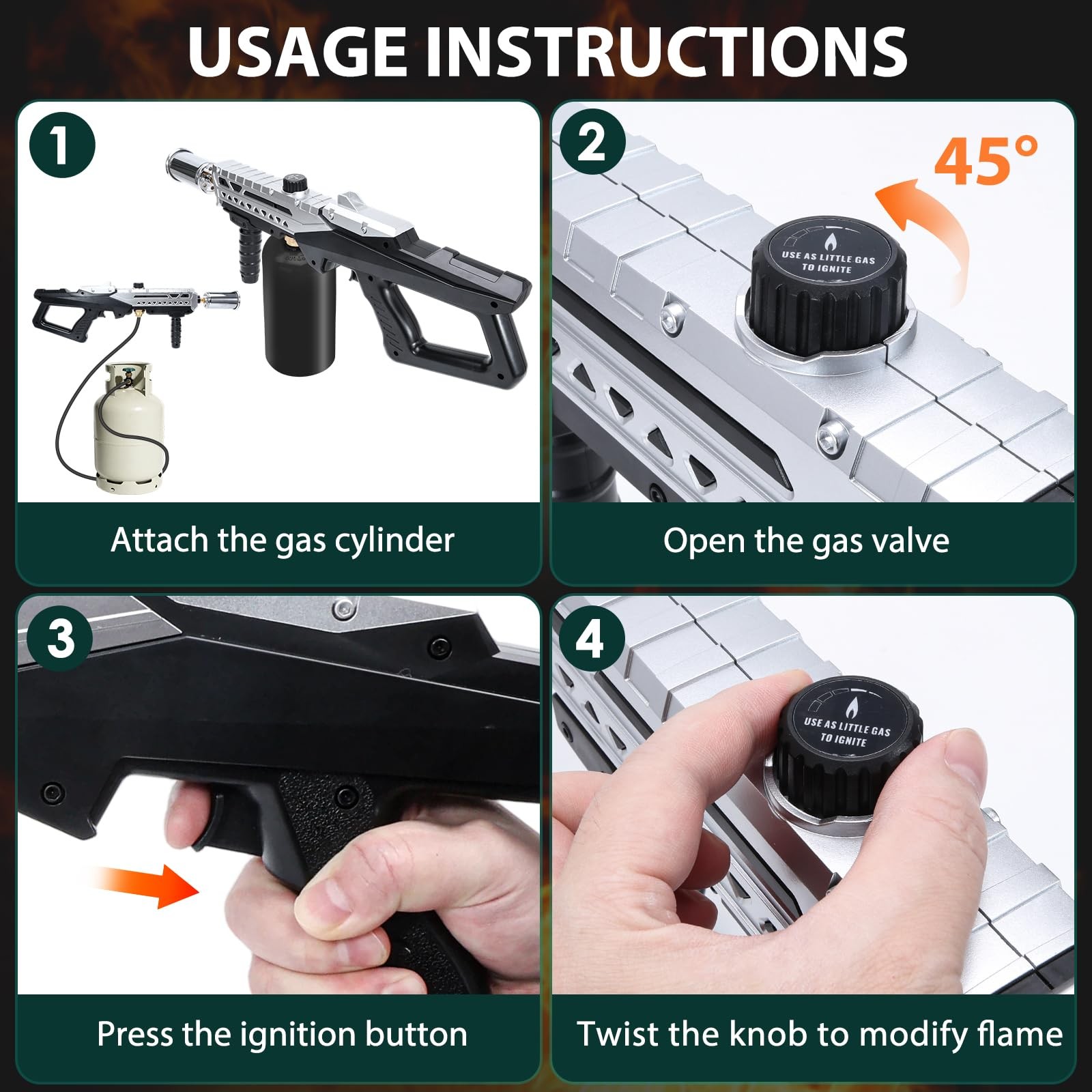 Muphop Powerful Propane Torch Gun, Flamethrower Gun with Adjustable Flame, Bl...