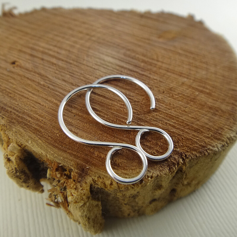 Earring hook, sterling silver ear wires, short with big loop for jewelry making
